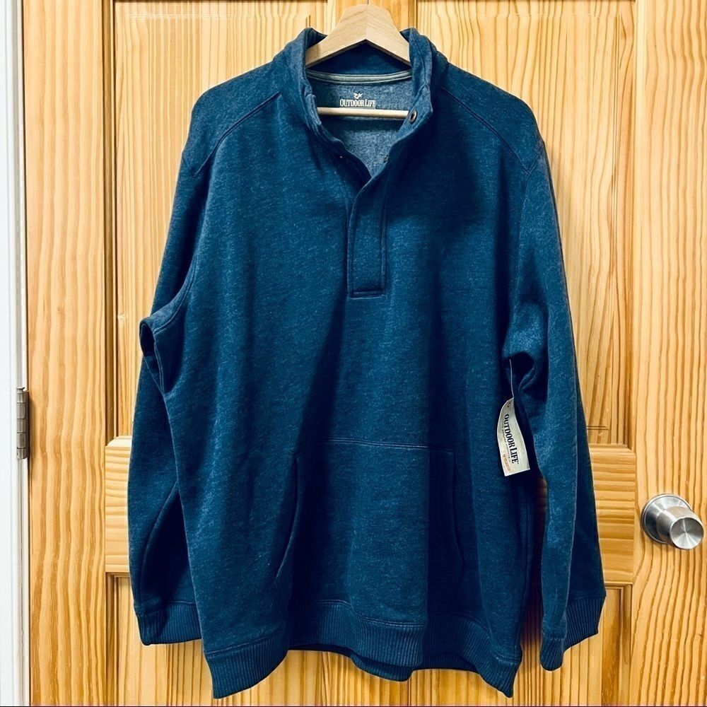 NWT Outdoor Life blue quarter snap long sleeve pullover jacket coat L Large